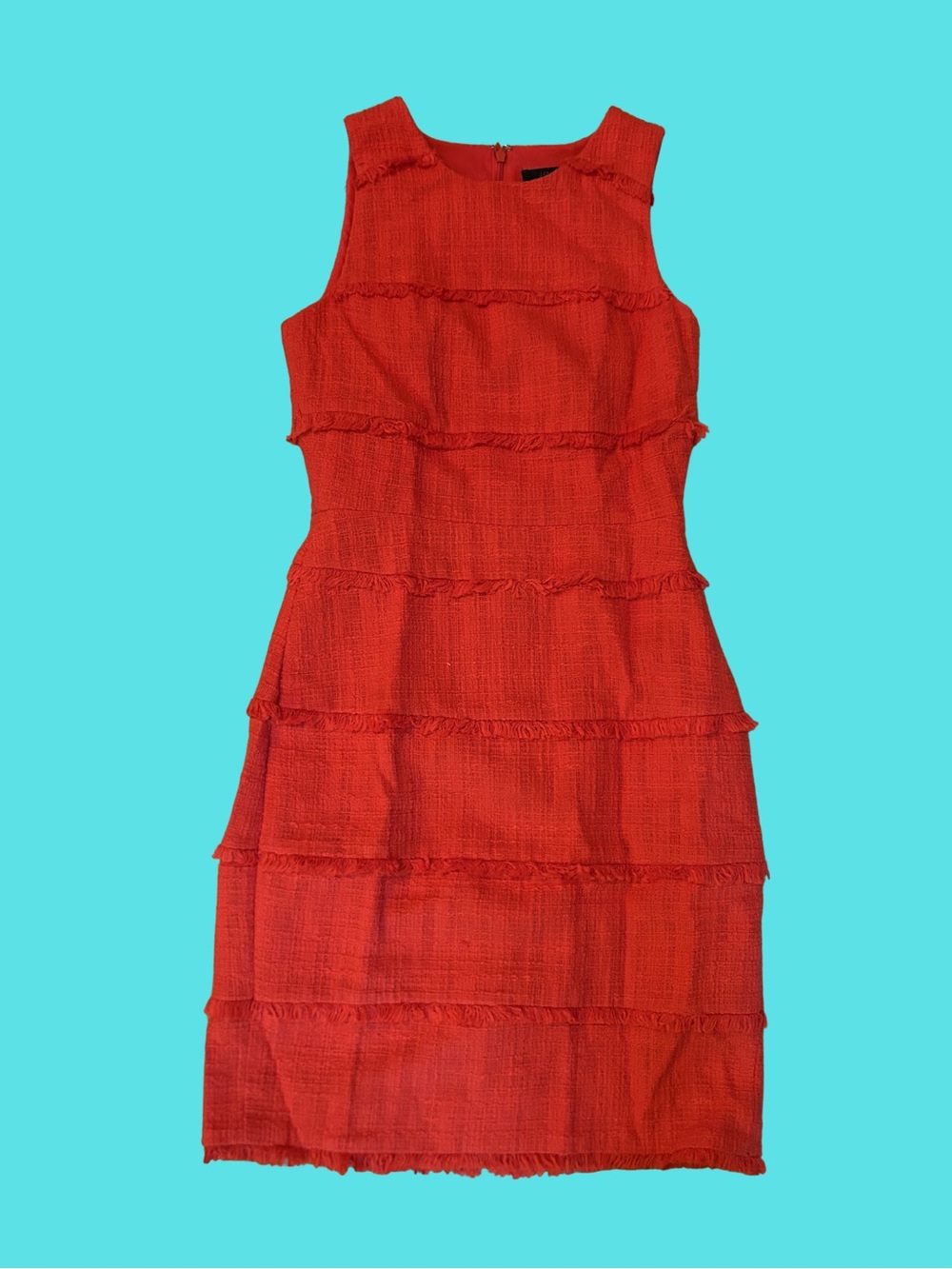 J. Crew Red Sleeveless Tiered Sheath Dress
